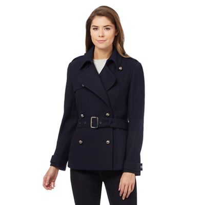 J by Jasper Conran Navy blue belted military coat